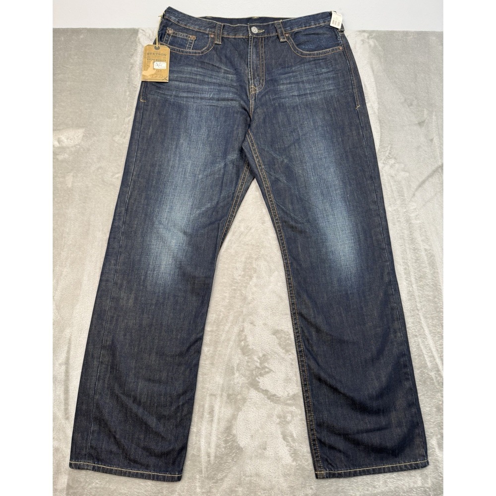 Stetson Jeans Mens 40x34 Blue Denim Dark Wash Bootcut Western Rodeo Cowboy NWT